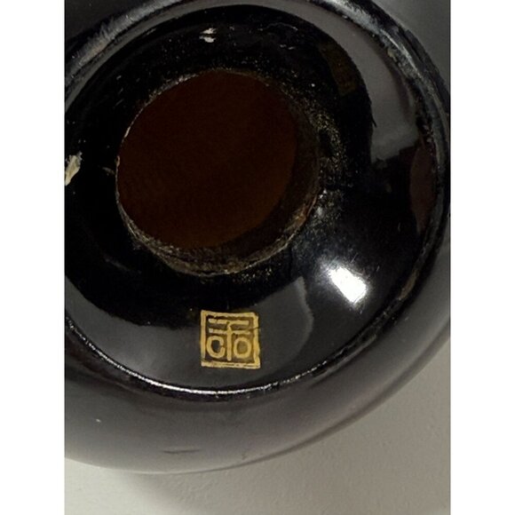 Mid Century Takahashi Black Lacquered Teardrop Salt & Pepper Shakers Japan FLAWS - Picture 7 of 14